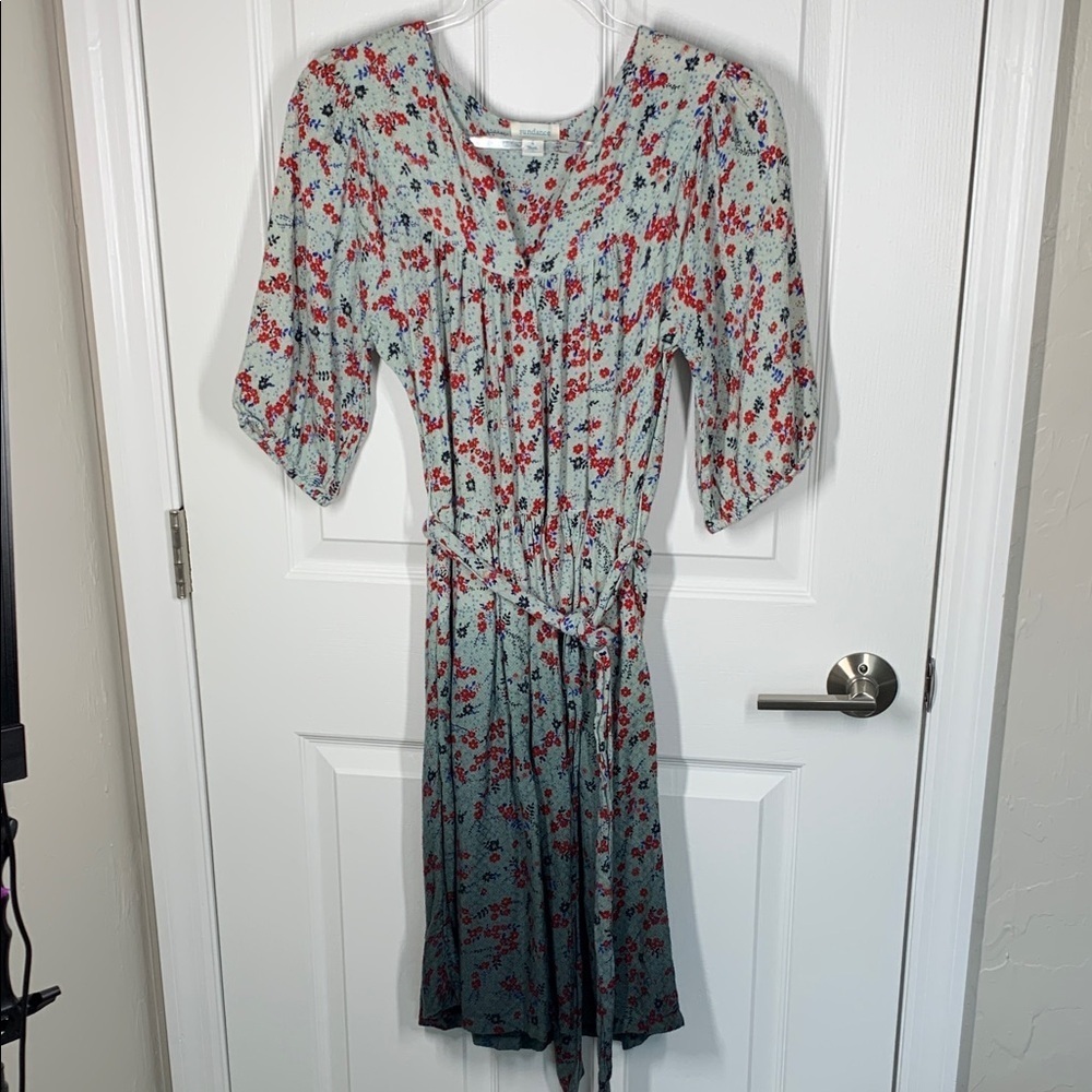 Sundance blue and red floral peasant dress size small